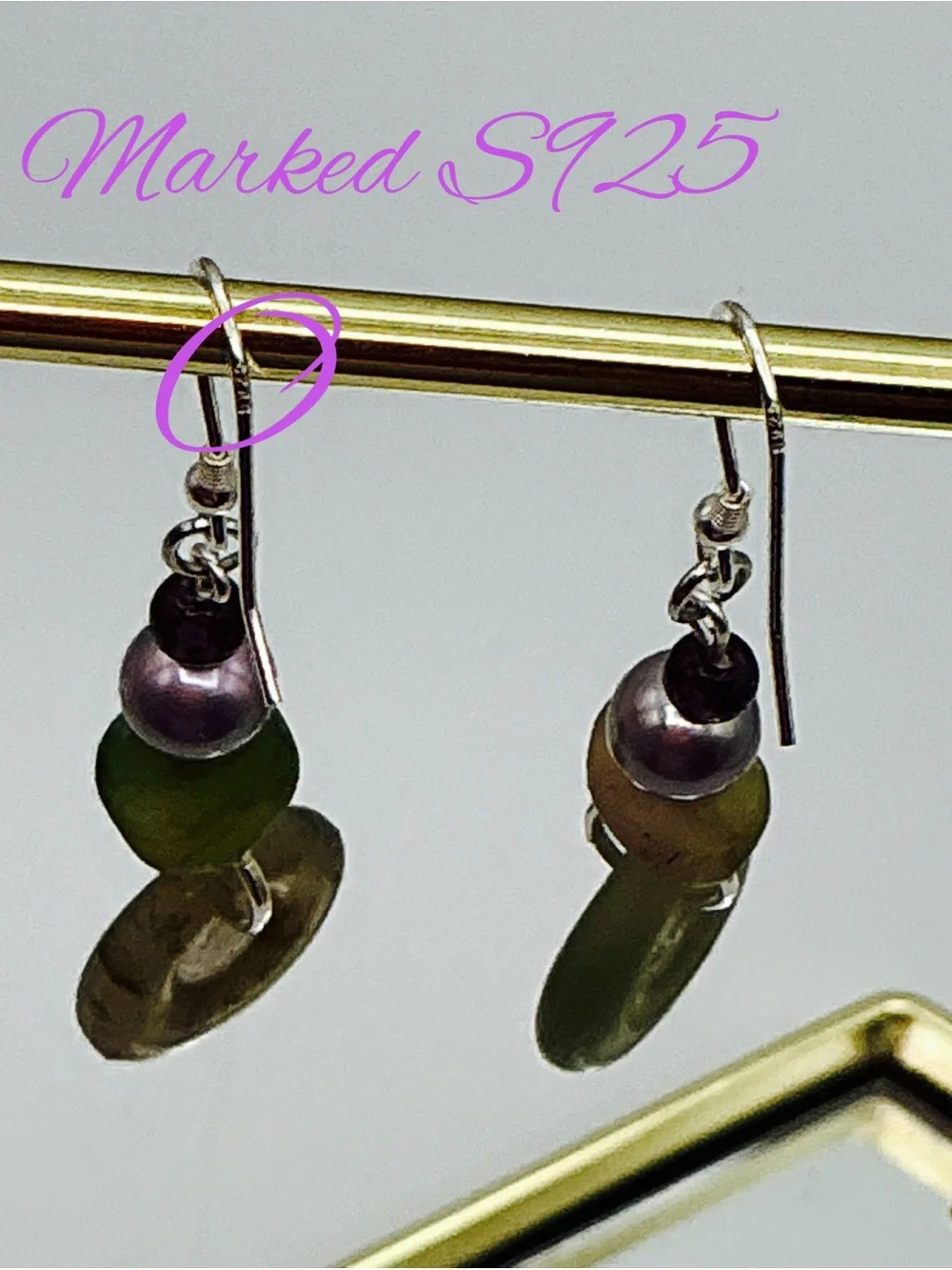 Sterling 925 Jade Pearl Earrings